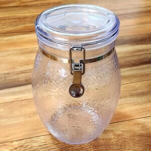 Hammered Textured Plastic Jar Container with Locking Lid 9"